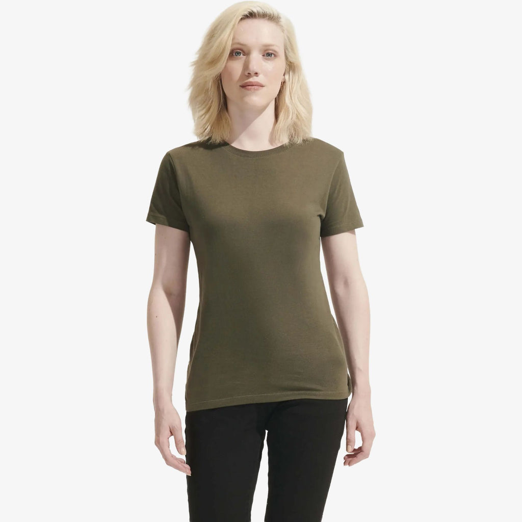 T-shirt femme Regent à col rond – Gris chiné