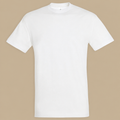 T-shirt Regent blanc sur fond beige, vue de face